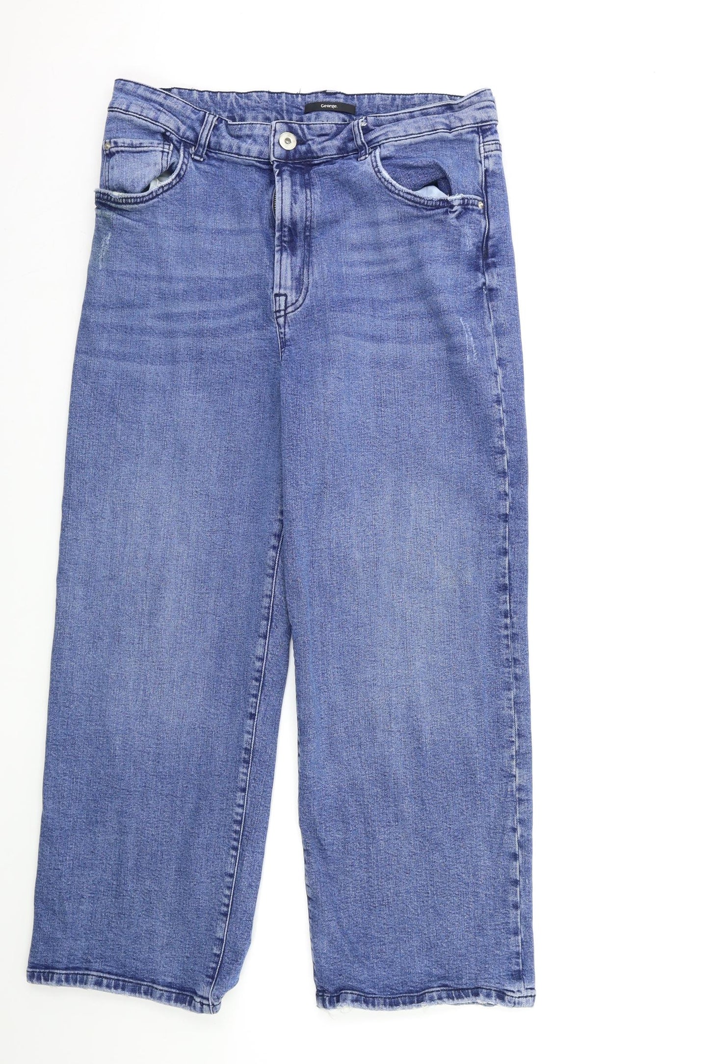 George Womens Blue  Denim Wide-Leg Jeans Size 16 L27 in