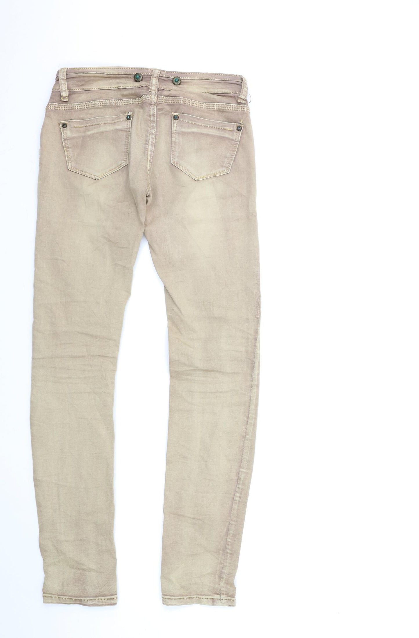 Preworn Womens Beige  Denim Skinny Jeans Size M L32 in