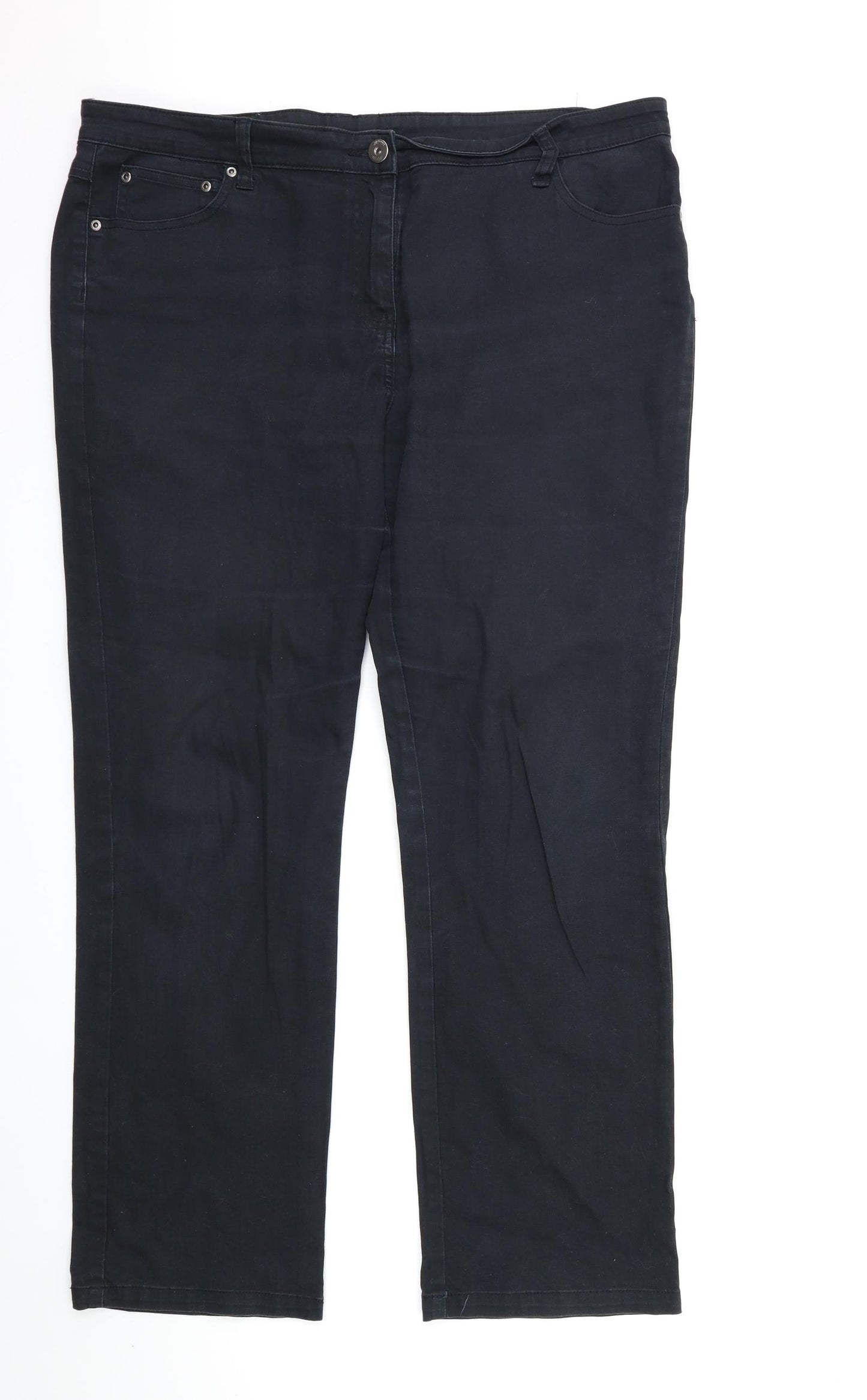 Preworn Womens Black  Denim Straight Jeans Size 18 L30 in