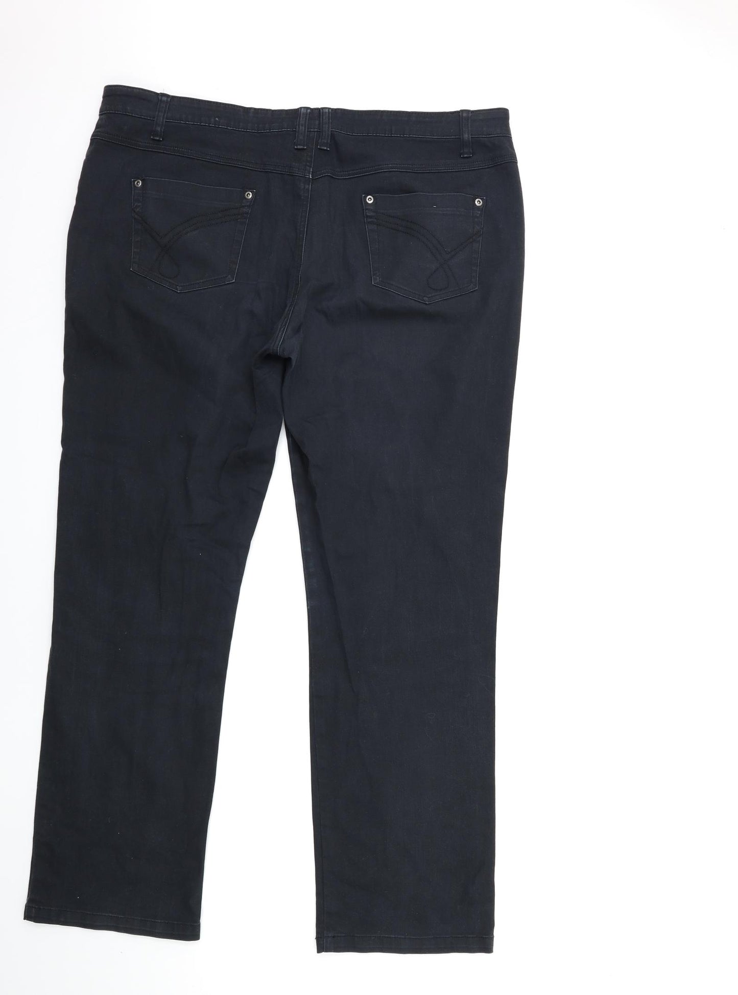 Preworn Womens Black  Denim Straight Jeans Size 18 L30 in