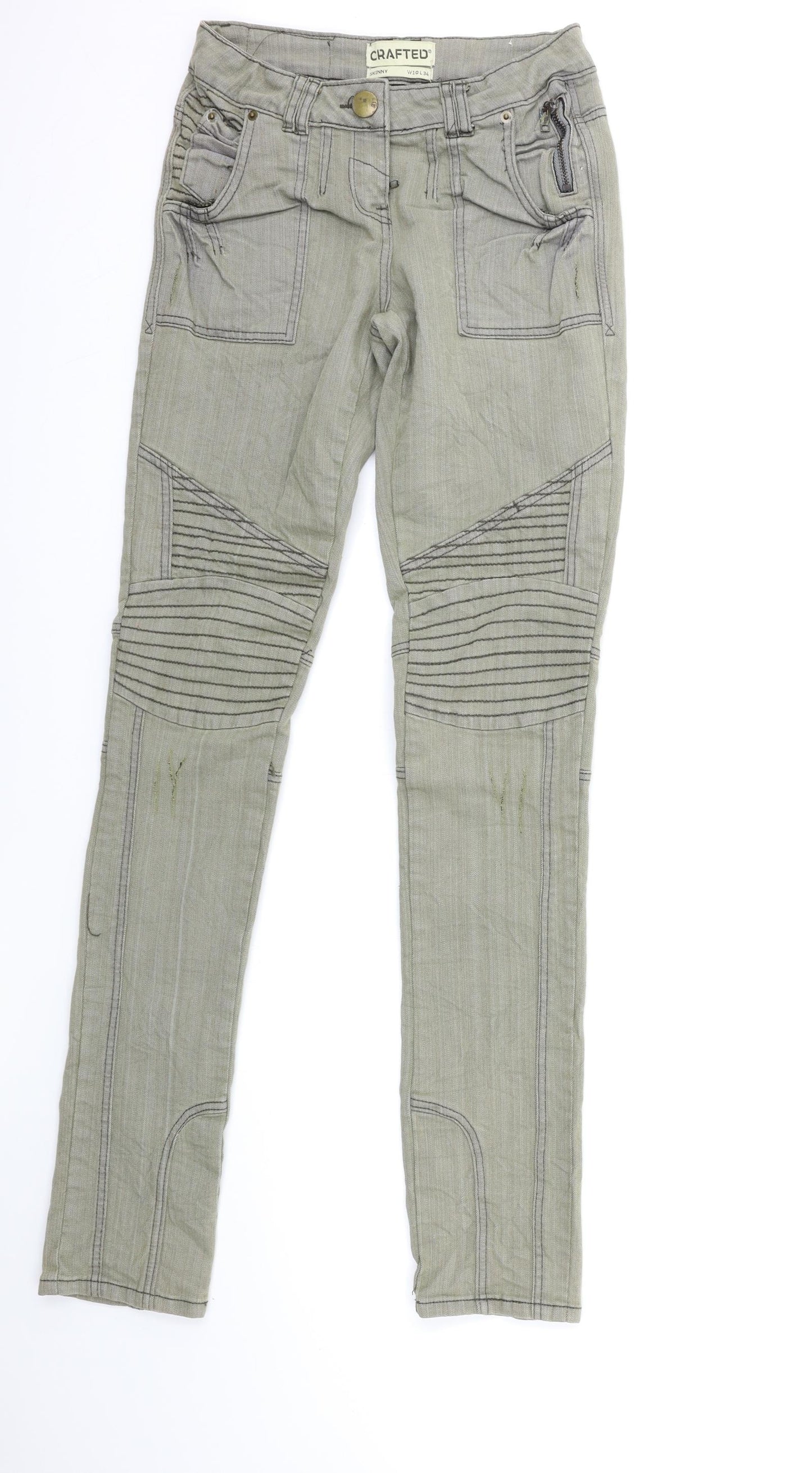 Crafted Womens Green  Denim Skinny Jeans Size 10 L34 in