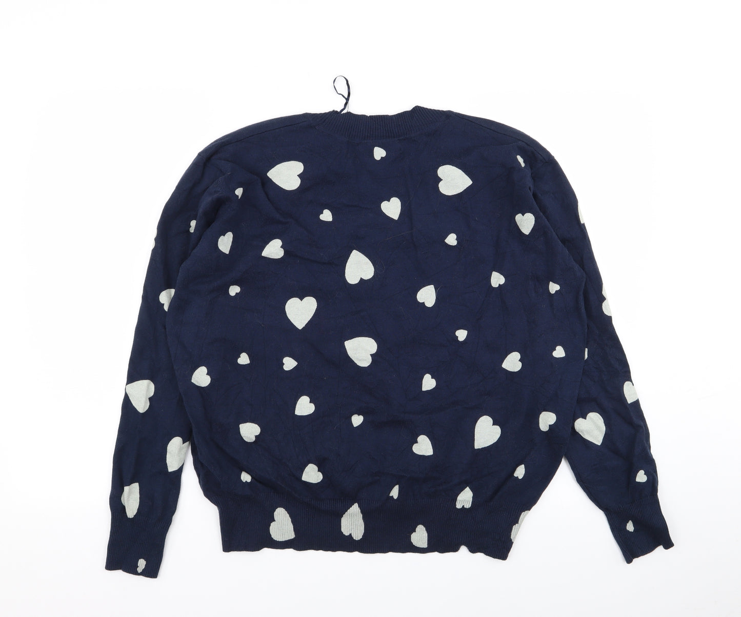 M&S Womens Blue   Pullover Jumper Size L  - Heart Detail