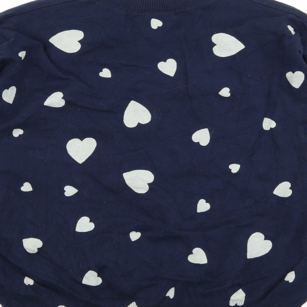 M&S Womens Blue   Pullover Jumper Size L  - Heart Detail