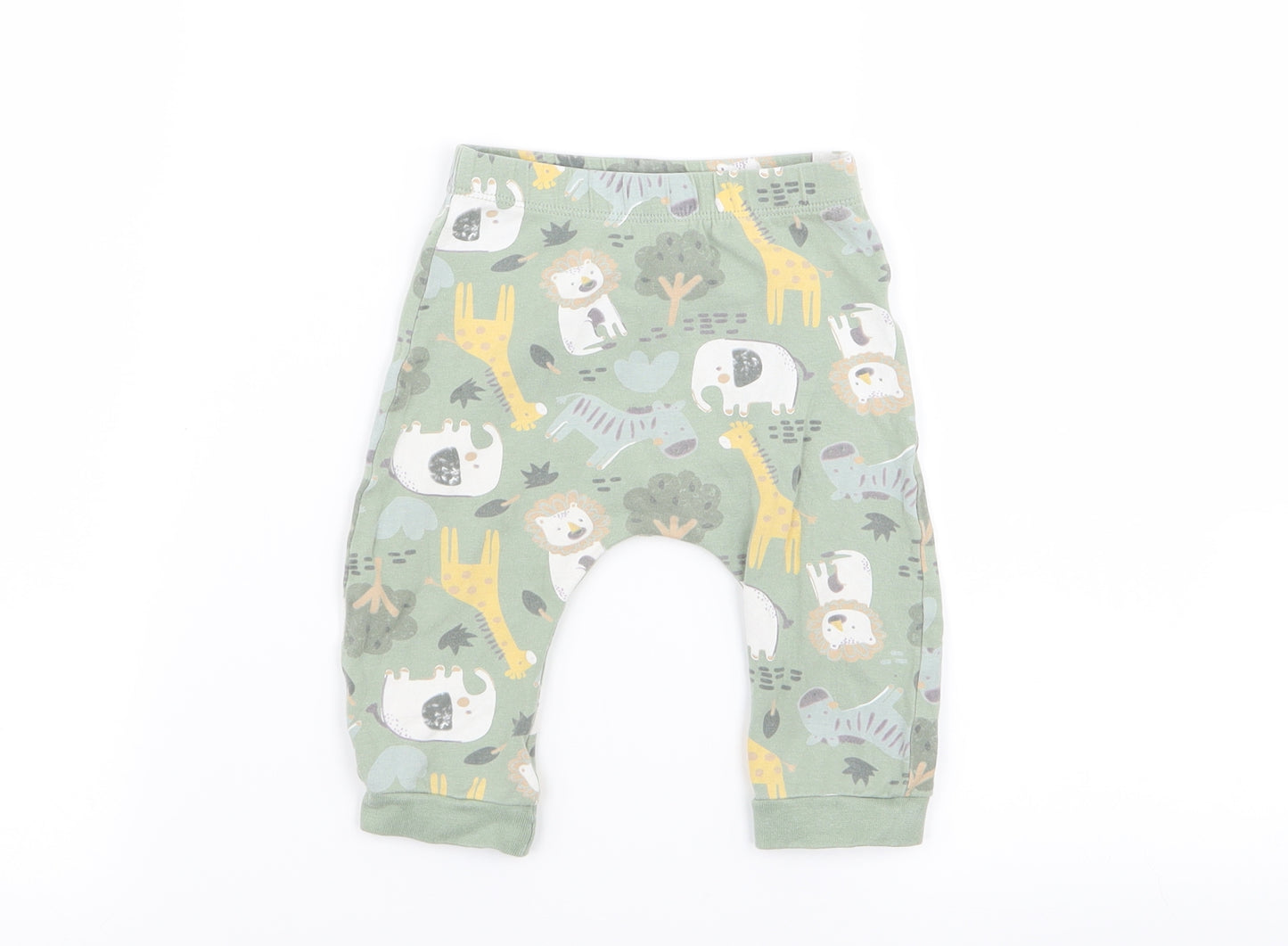 Matalan Boys Green Animal Print  Jogger Leggings Size 6-9 Months
