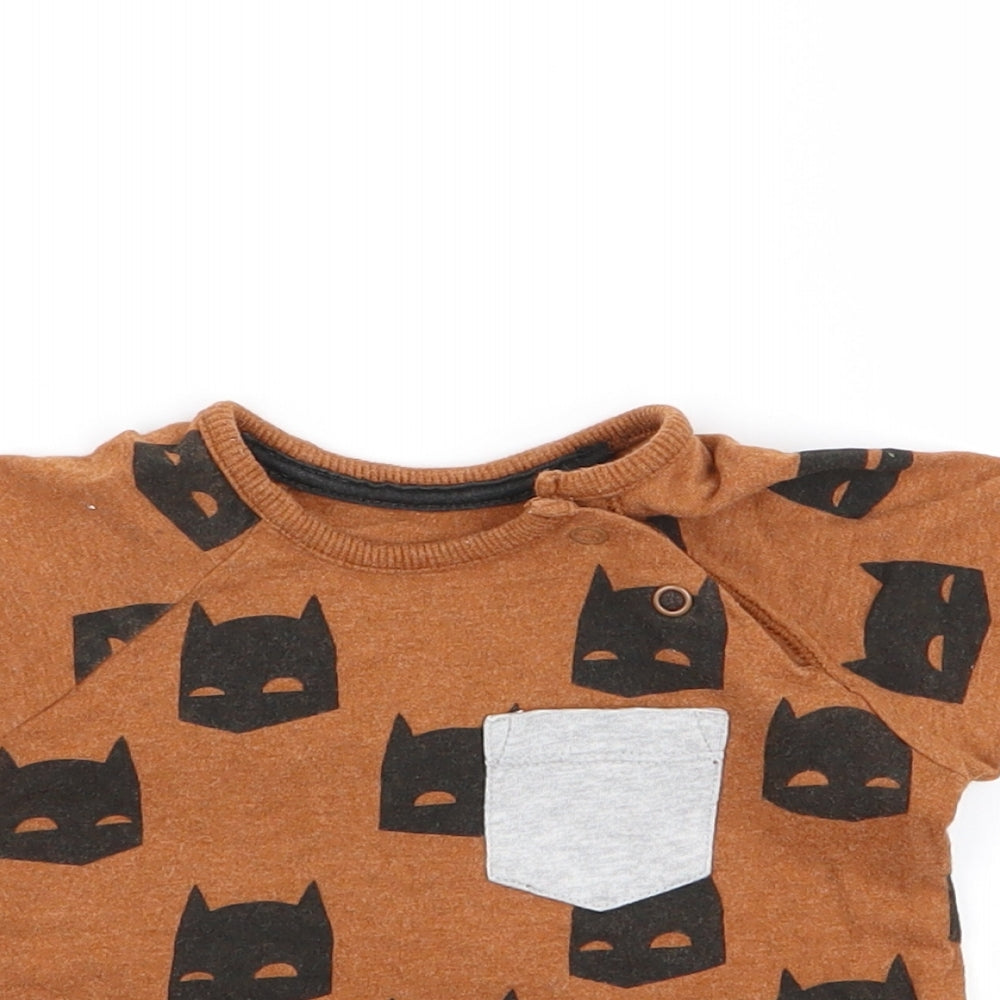 Asda George Boys Brown Animal Print  Basic T-Shirt Size 6-9 Months
