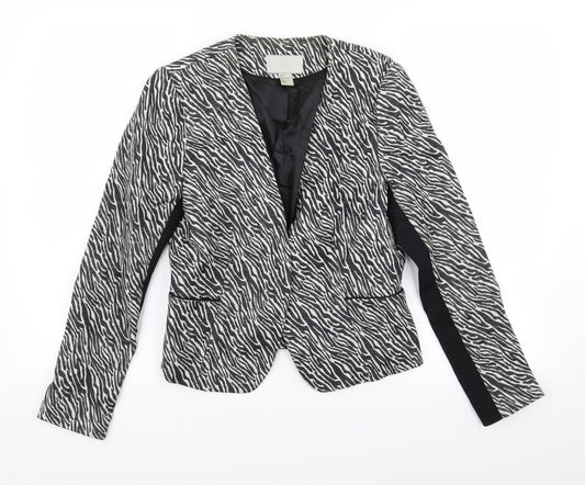 Front view of H&M women’s multicoloured animal print jacket blazer, size UK 8