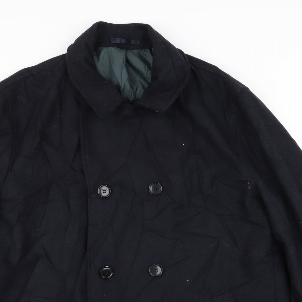 M&S Mens Blue   Overcoat Coat Size XL