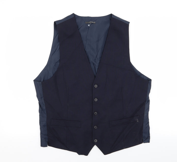 M&S Mens Blue   Jacket Suit Waistcoat Size L
