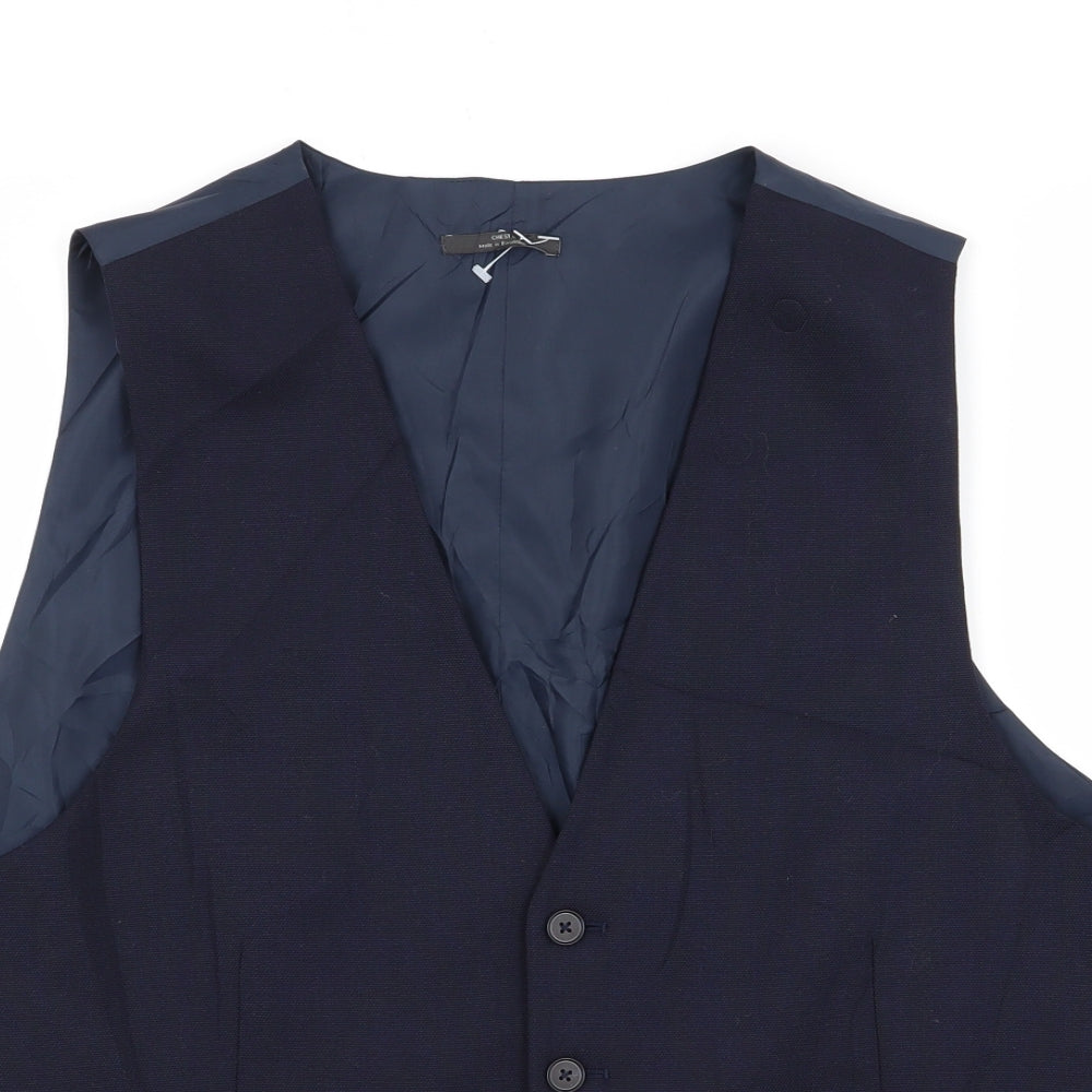 M&S Mens Blue   Jacket Suit Waistcoat Size L