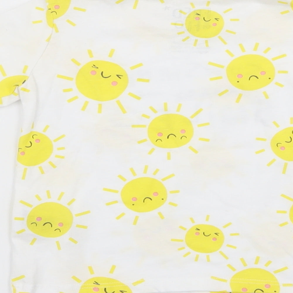F&F Boys White   Basic T-Shirt Size 9-12 Months  - sun print