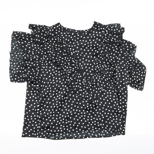 I SAW IT FIRST Womens Black Polka Dot  Basic Blouse Size 14