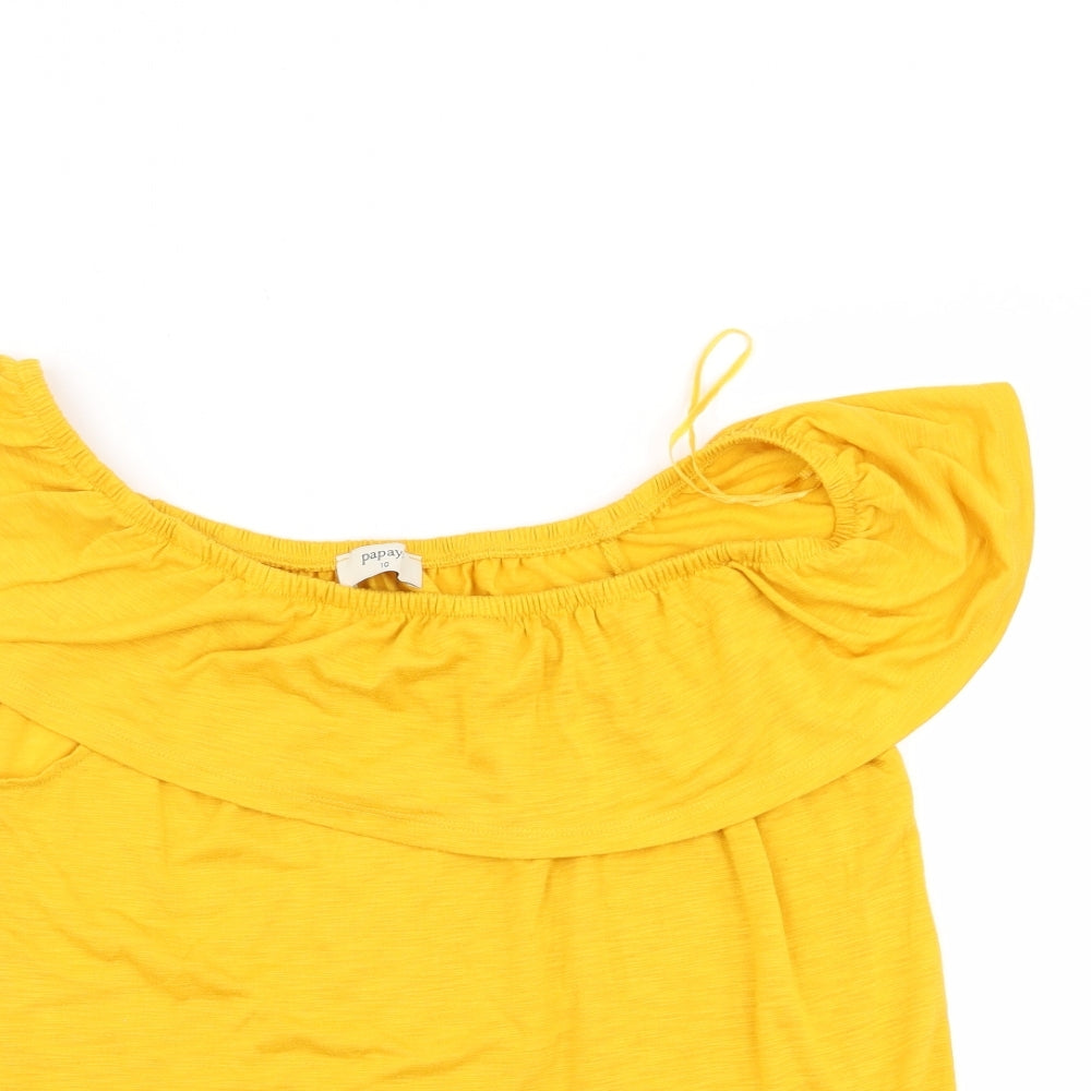 Papaya Womens Yellow   Basic T-Shirt Size 10