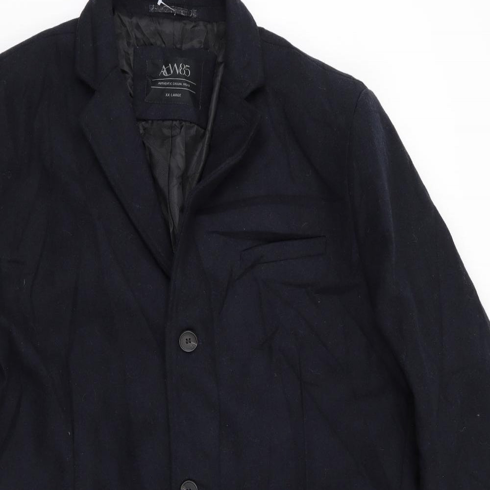 ACW59 Mens Blue   Overcoat Coat Size 2XL