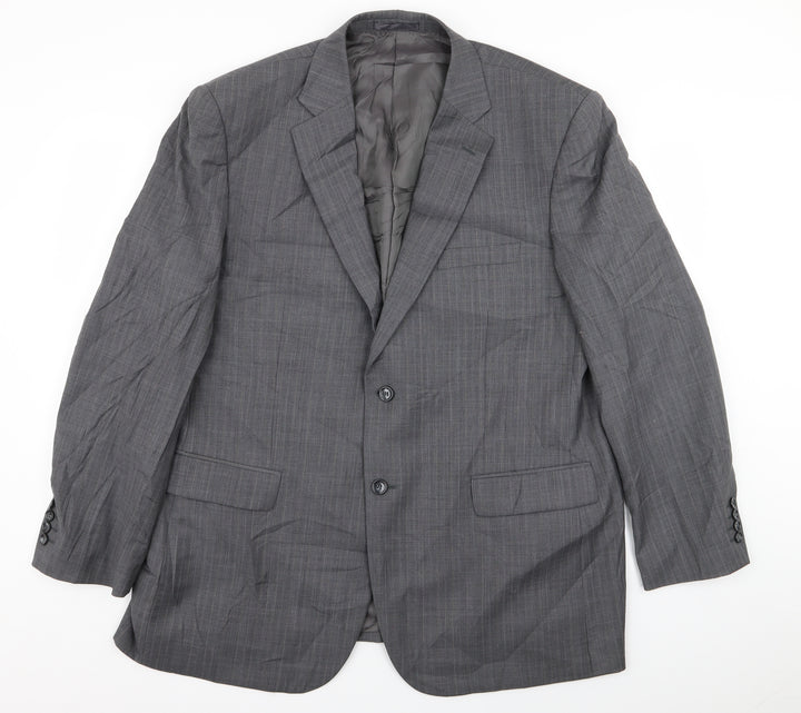 Brook Taverner Mens Grey Striped Jacket Blazer Size 46