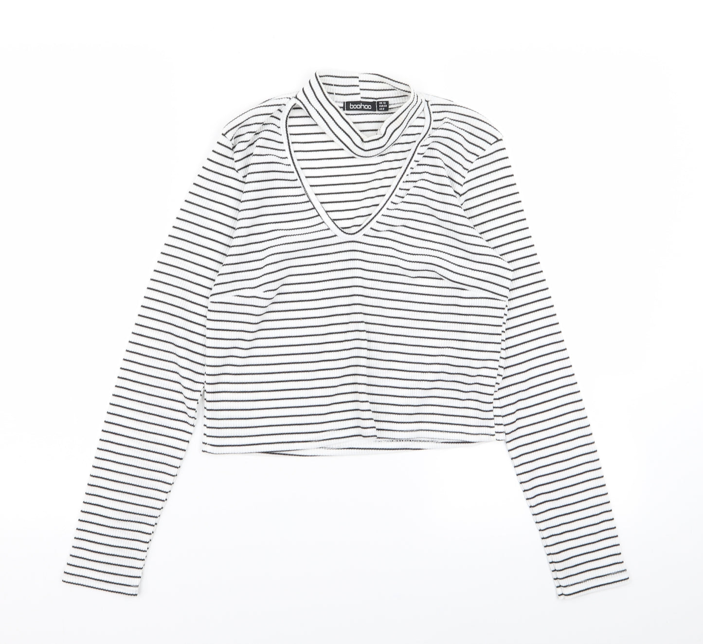 Boohoo Womens Multicoloured Striped  Basic T-Shirt Size 12