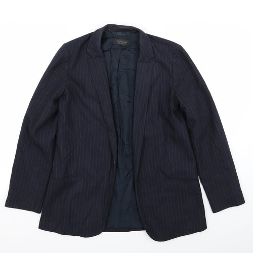 Topshop Womens Blue Striped  Jacket Blazer Size 8