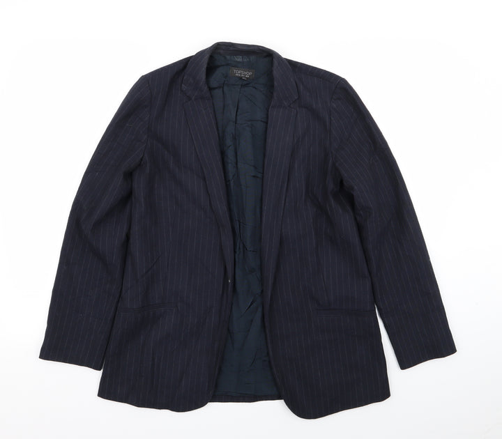 Topshop Womens Blue Striped  Jacket Blazer Size 8