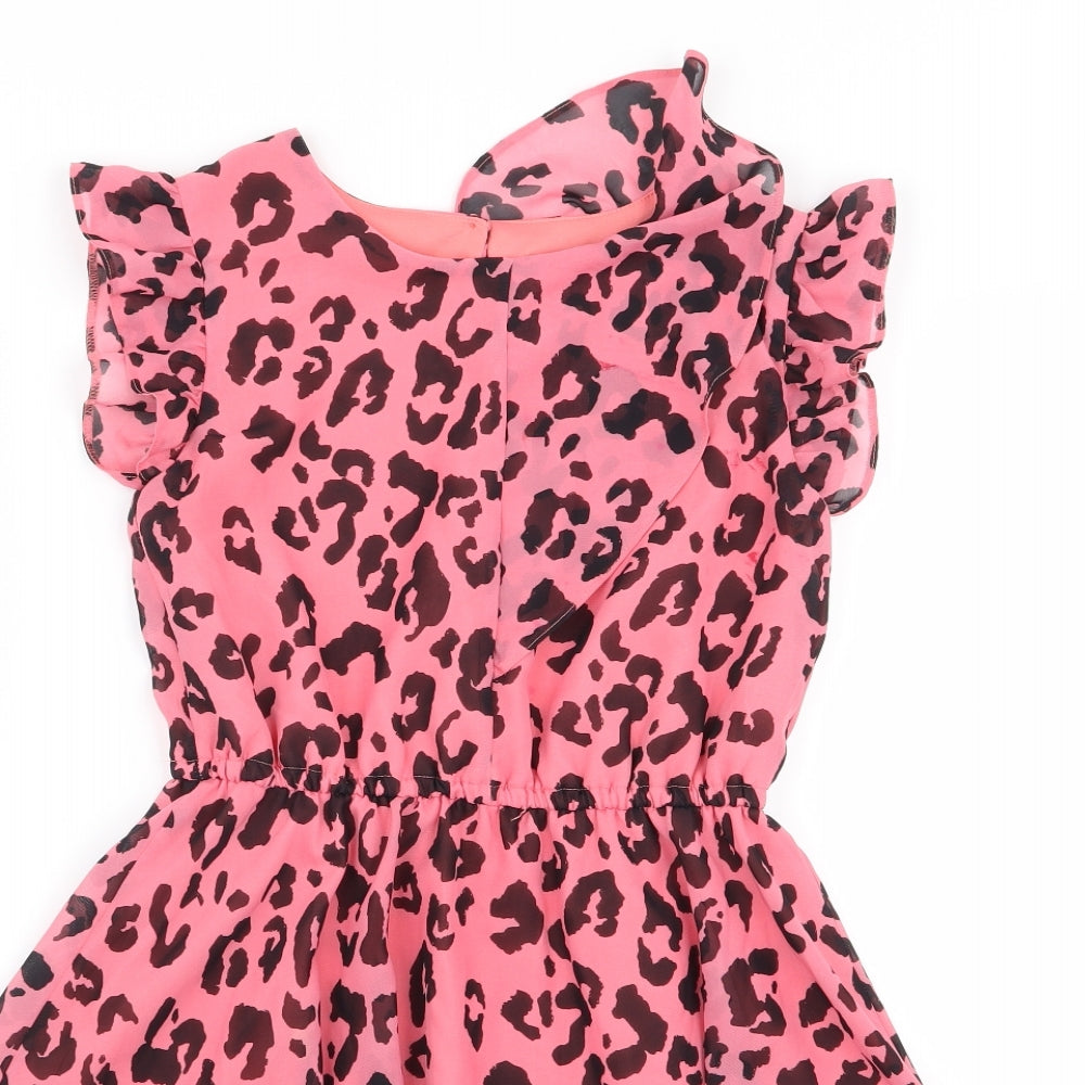 TU Girls Pink Animal Print  Fit & Flare  Size 9 Years
