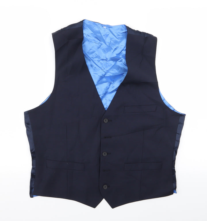 Preworn Mens Blue Jacket Suit Waistcoat Size 34