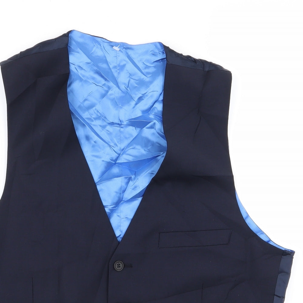 Preworn Mens Blue   Jacket Suit Waistcoat Size 34