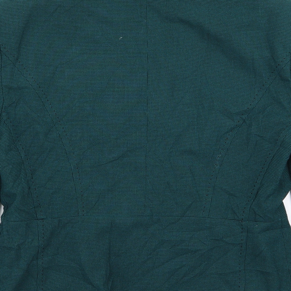M&S Womens Green Houndstooth  Jacket Blazer Size 8