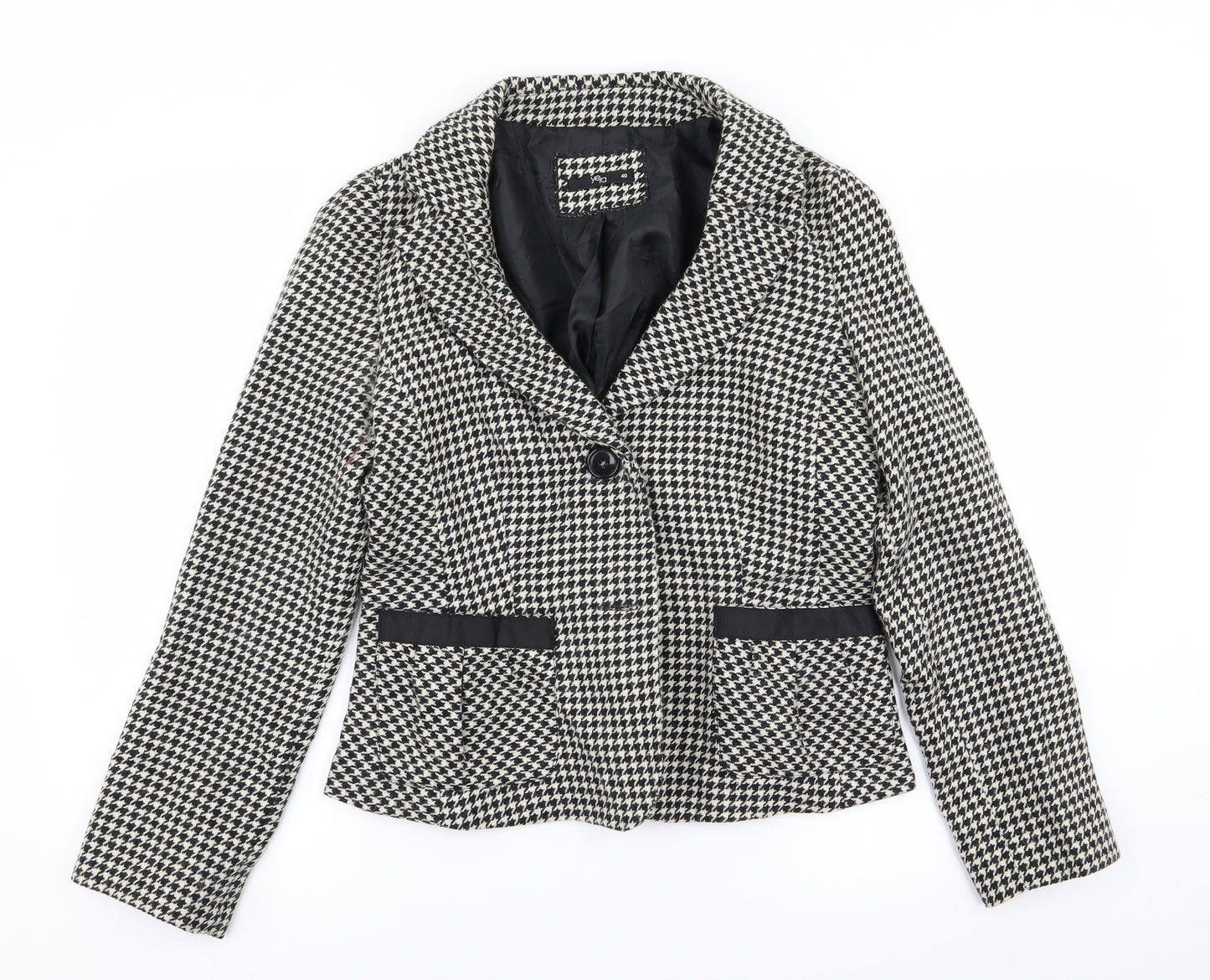 yera Womens Multicoloured Houndstooth  Jacket Blazer Size 12