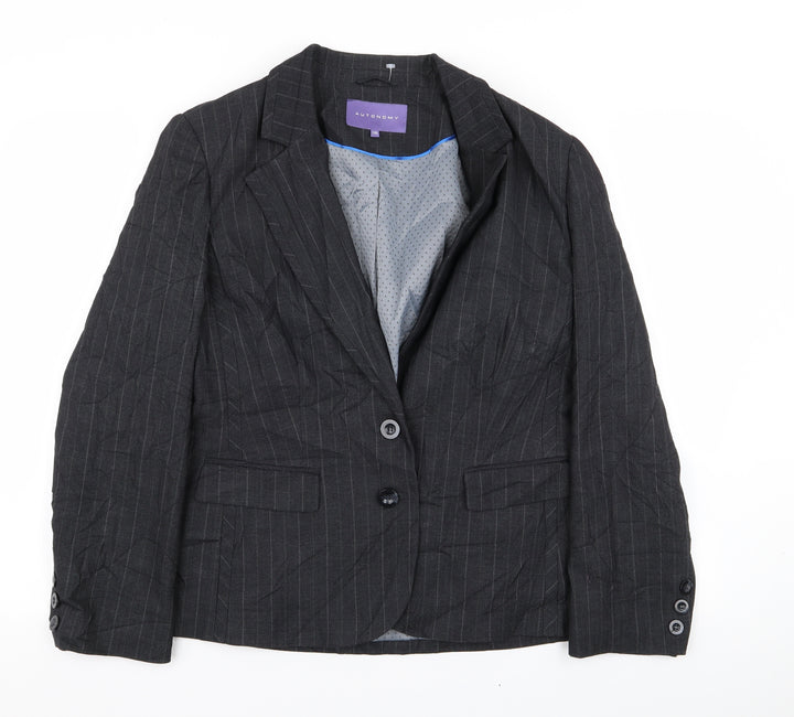 Autonomy Womens Grey Striped Jacket Blazer Size 16