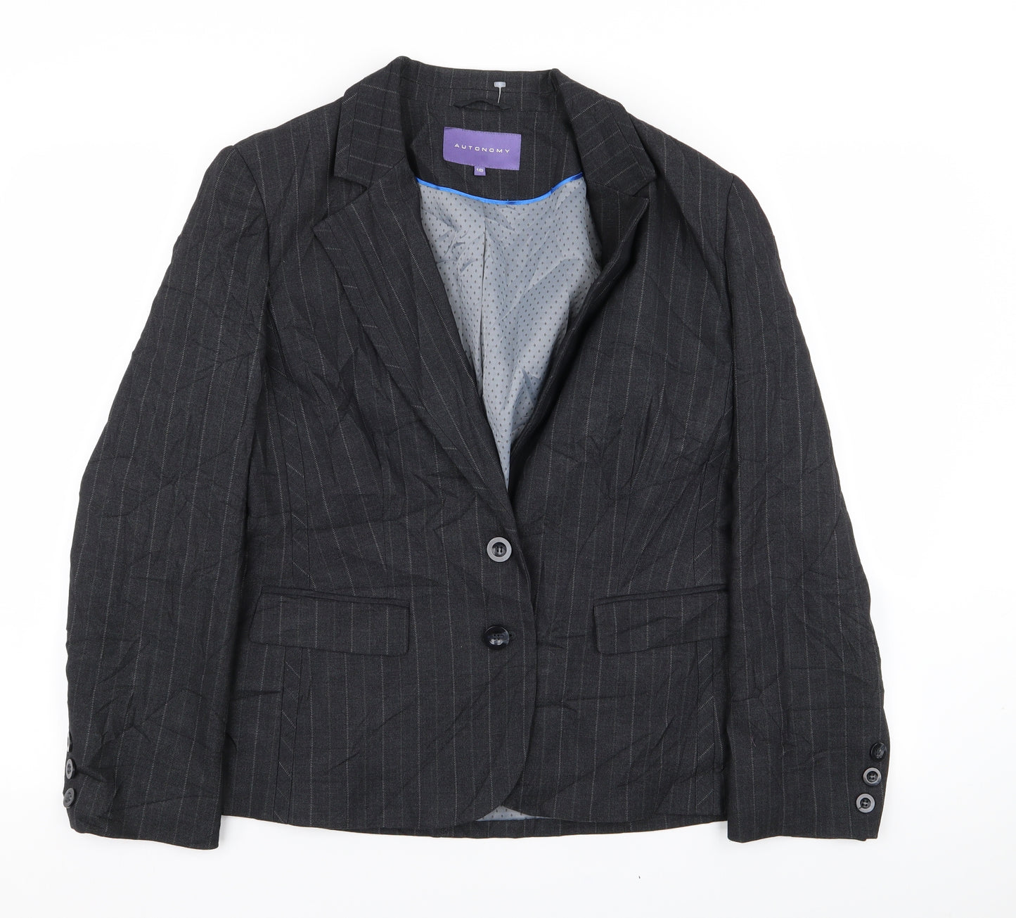 Autonomy Womens Grey Striped  Jacket Blazer Size 16
