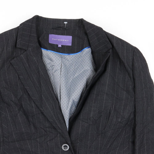 Autonomy Womens Grey Striped  Jacket Blazer Size 16