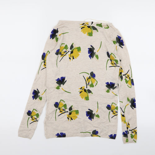M&s Womens Beige Floral  Basic T-Shirt Size 8