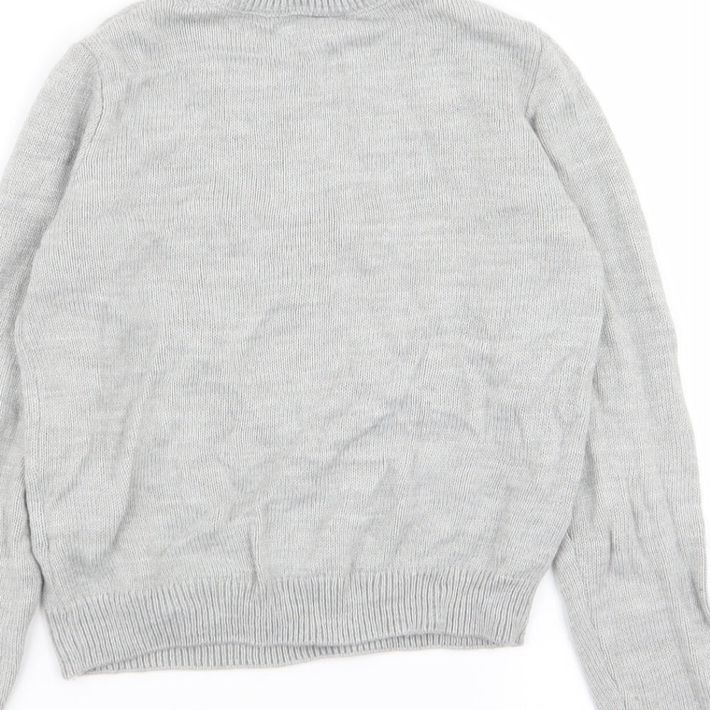 H&M Girls Grey   Pullover Jumper Size 9-10 Years  - christmas jumper