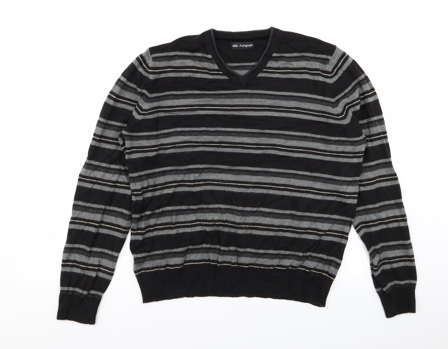 M&S Mens Multicoloured Striped  Pullover Jumper Size L