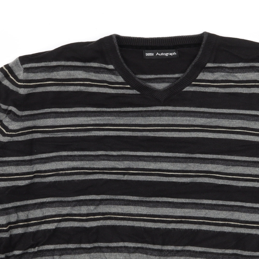 M&S Mens Multicoloured Striped  Pullover Jumper Size L
