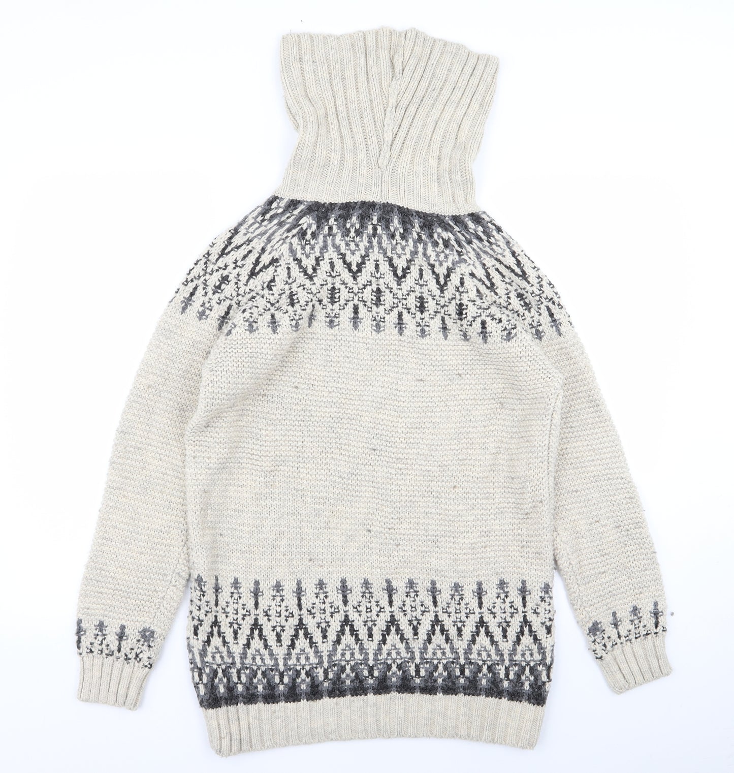 Indigo Womens Beige Geometric  Pullover Jumper Size 12