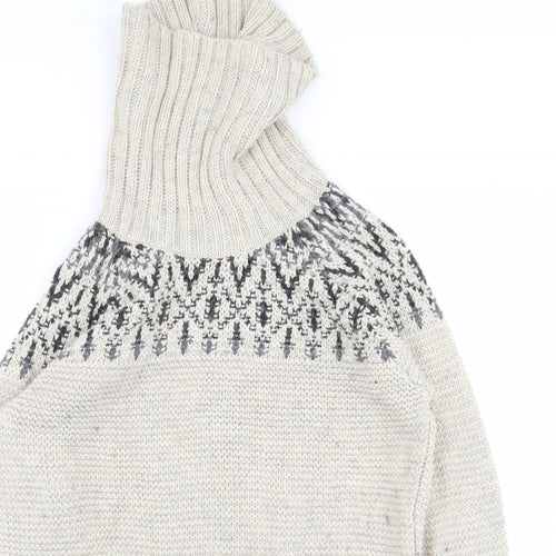 Indigo Womens Beige Geometric  Pullover Jumper Size 12