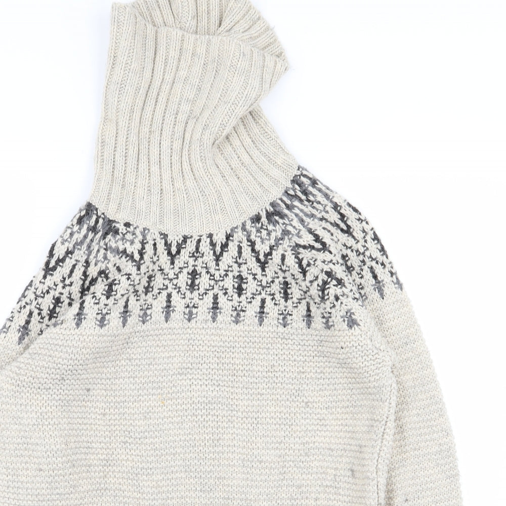 Indigo Womens Beige Geometric  Pullover Jumper Size 12