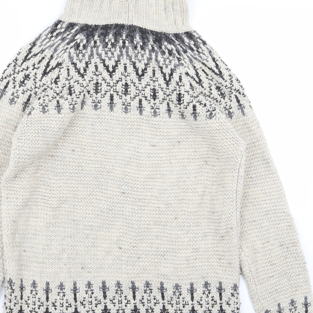 Indigo Womens Beige Geometric  Pullover Jumper Size 12