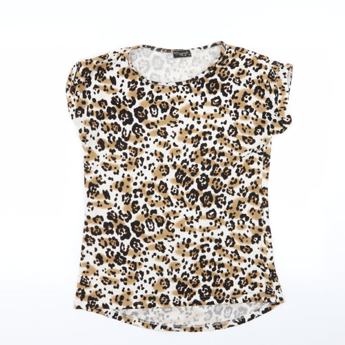 originals Womens Multicoloured Animal Print  Basic T-Shirt Size 10