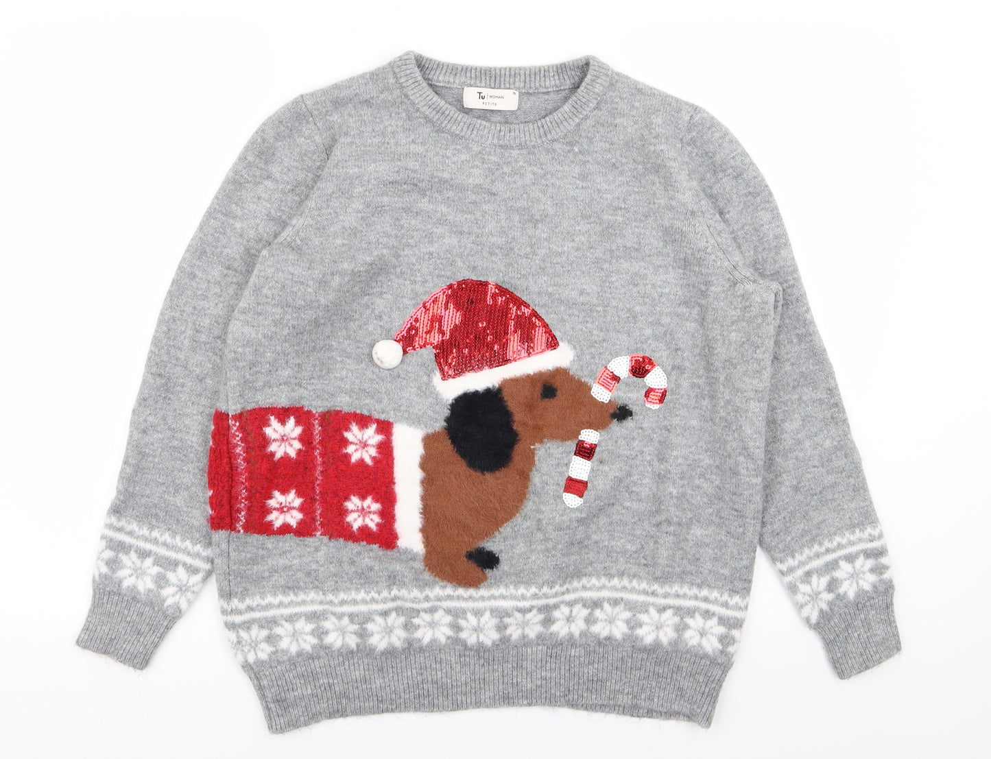TU Womens Grey Animal Print  Pullover Jumper Size 18  - christmas jumper