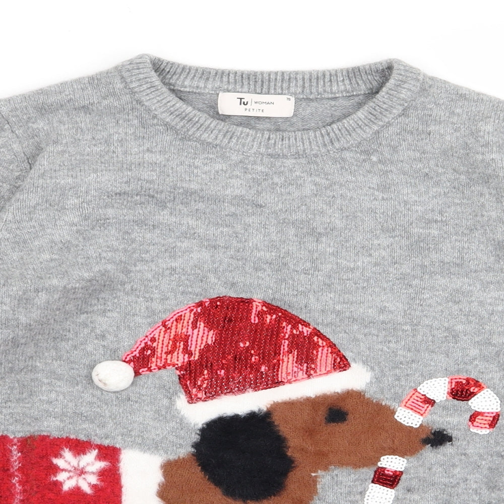 TU Womens Grey Animal Print  Pullover Jumper Size 18  - christmas jumper