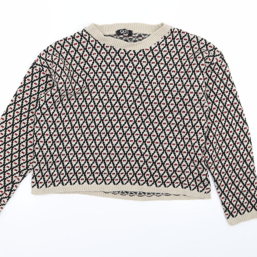 Q-10 Womens Multicoloured Geometric  Pullover Jumper Size M