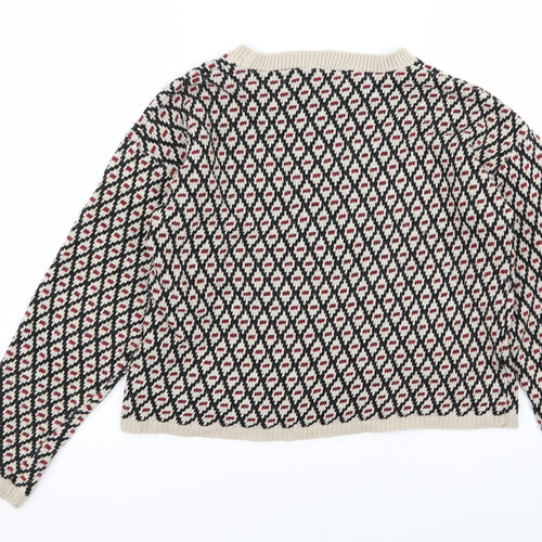 Q-10 Womens Multicoloured Geometric  Pullover Jumper Size M