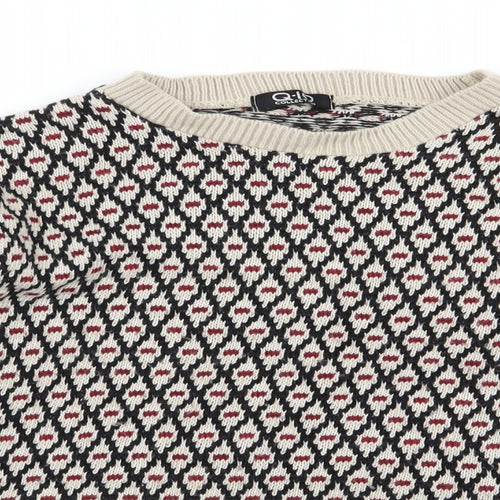 Q-10 Womens Multicoloured Geometric  Pullover Jumper Size M