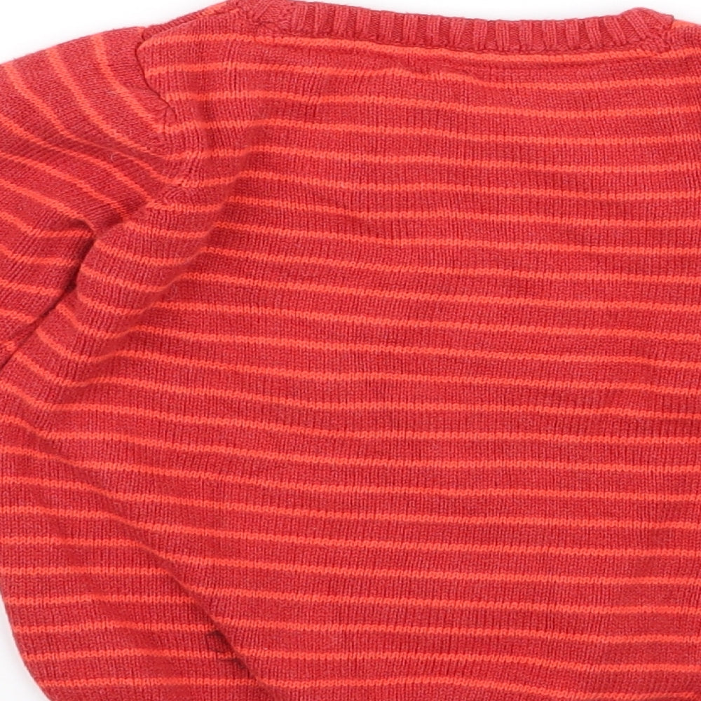 M&S Boys Red Striped  Pullover Jumper Size 3-4 Years  - christmas jumper