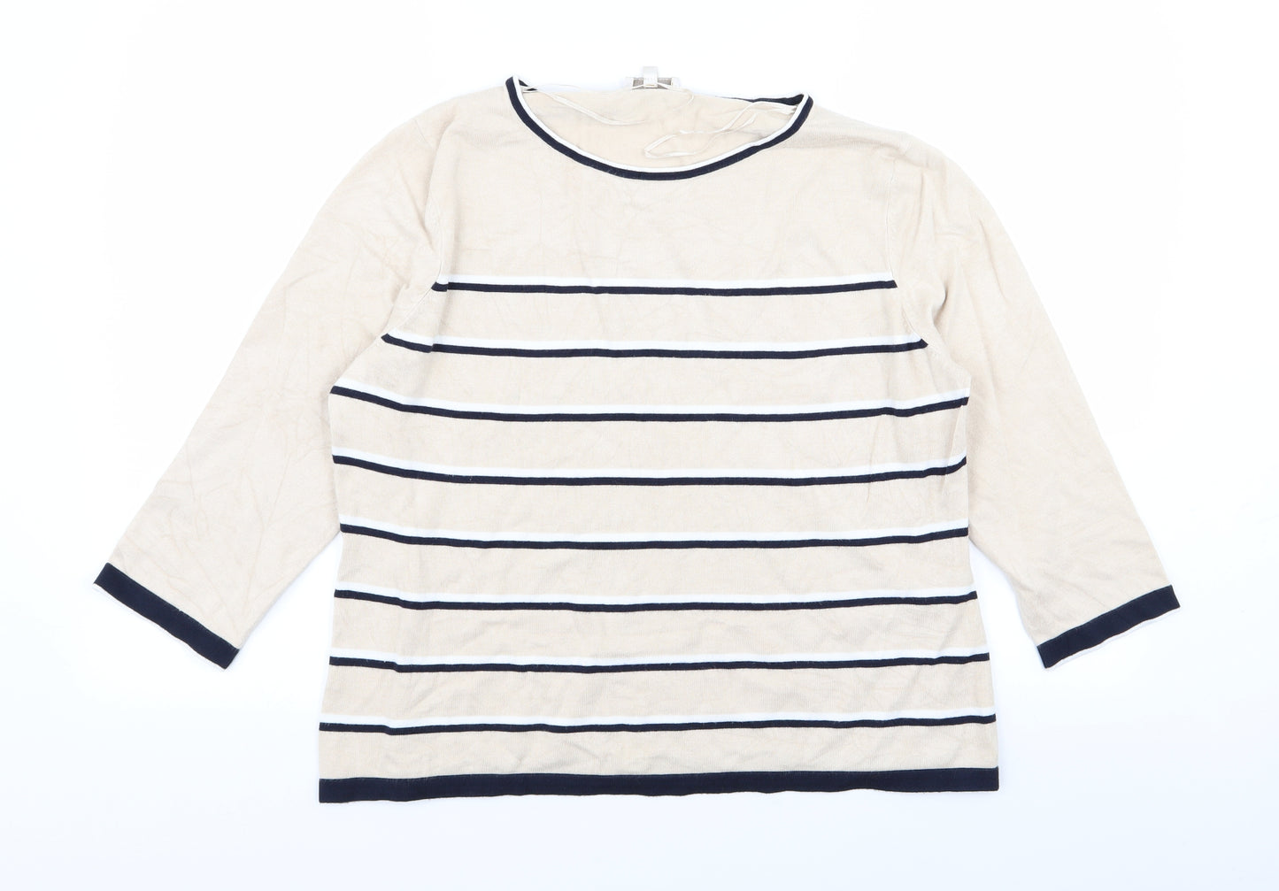 CC Womens Beige Striped  Basic T-Shirt Size XL