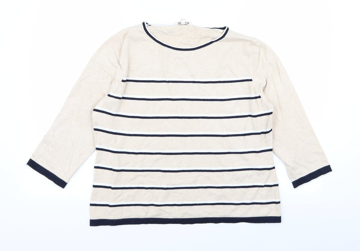CC Womens Beige Striped  Basic T-Shirt Size XL