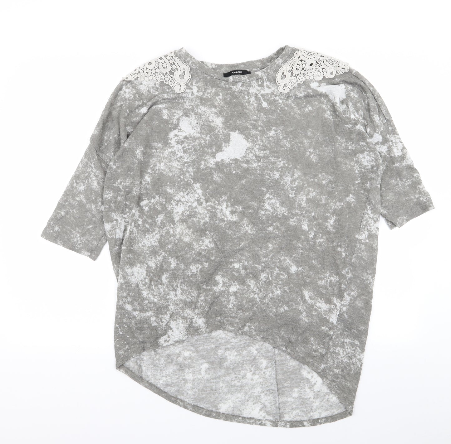 Asda George Womens Grey Geometric  Basic T-Shirt Size 16