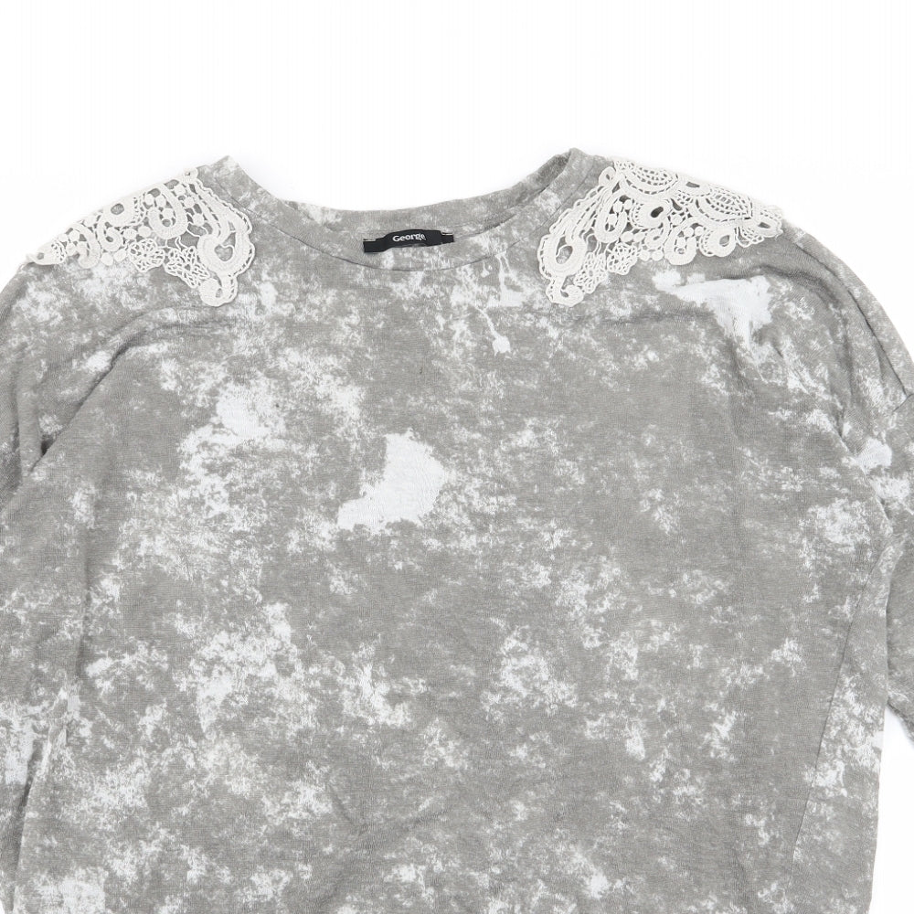 Asda George Womens Grey Geometric  Basic T-Shirt Size 16