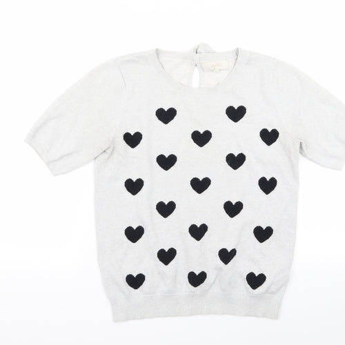 NEXT Womens Silver   Basic T-Shirt Size 12  - Heart Detail