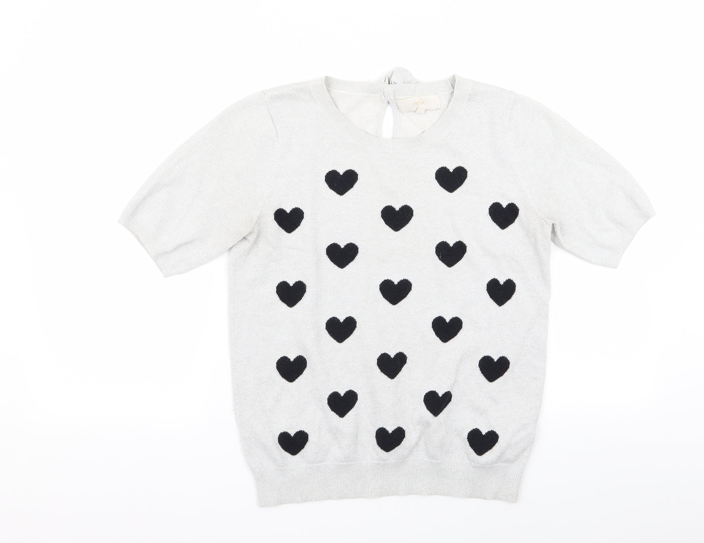 NEXT Womens Silver   Basic T-Shirt Size 12  - Heart Detail